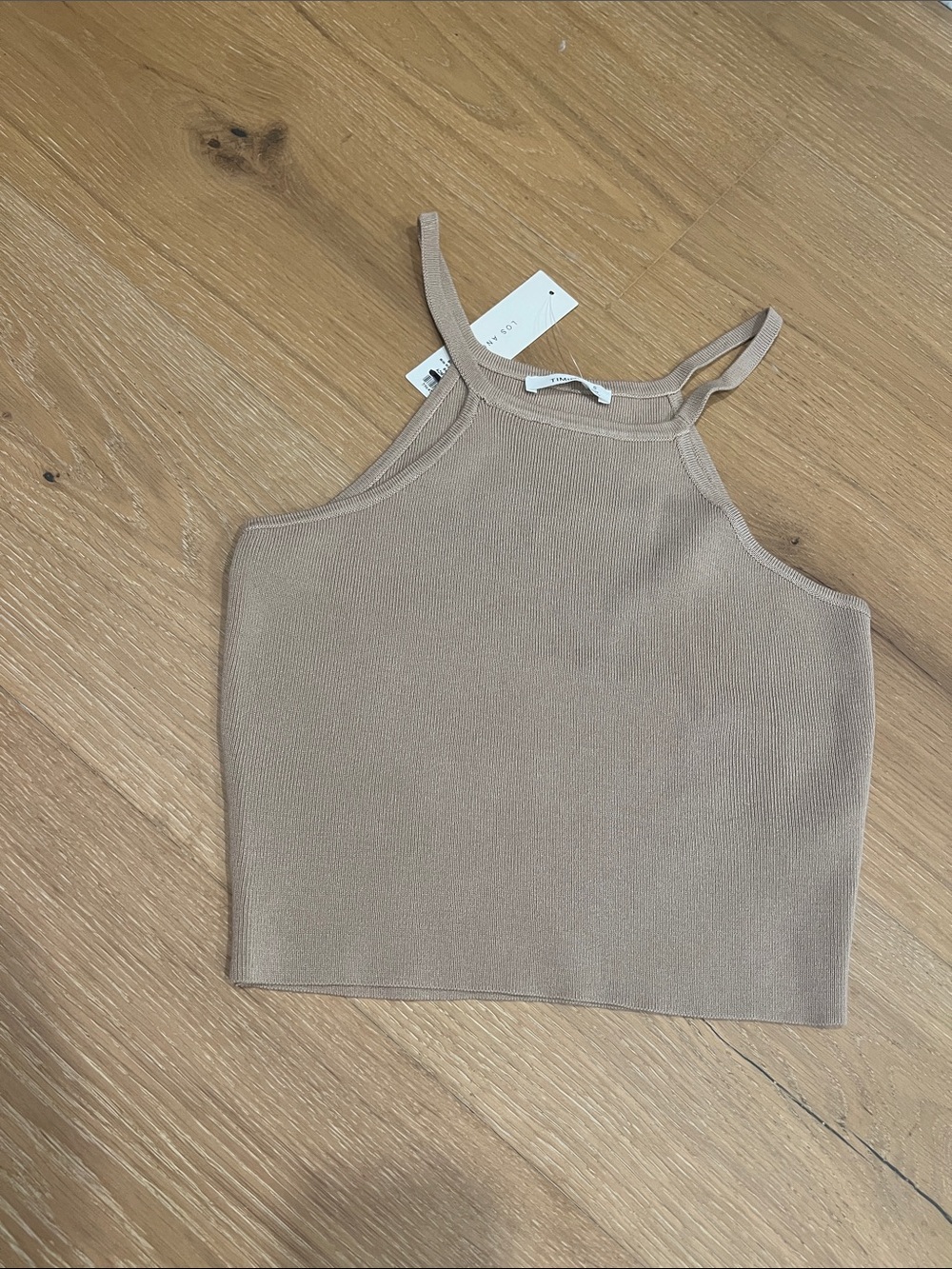 Timing Beige Knit Halter Camisole